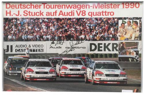 Framed picture of 1990 German touring car Audi race team