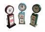 Three small modern petrol pump clocks